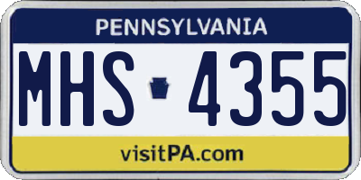 PA license plate MHS4355