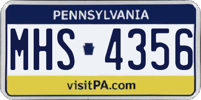 PA license plate MHS4356