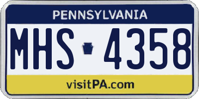 PA license plate MHS4358