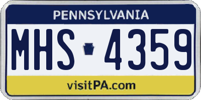 PA license plate MHS4359