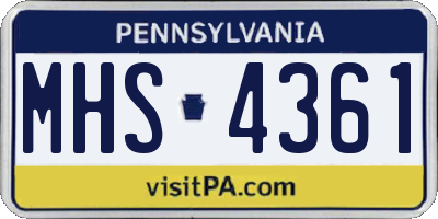 PA license plate MHS4361