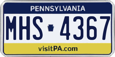 PA license plate MHS4367