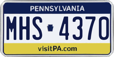 PA license plate MHS4370