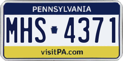 PA license plate MHS4371
