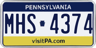 PA license plate MHS4374