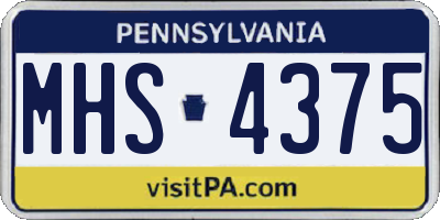 PA license plate MHS4375