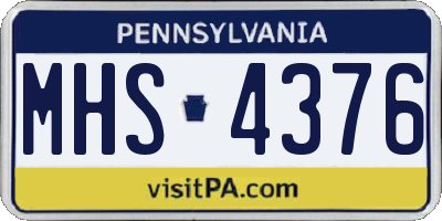 PA license plate MHS4376