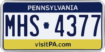 PA license plate MHS4377