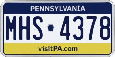 PA license plate MHS4378