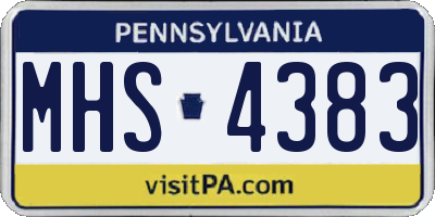 PA license plate MHS4383