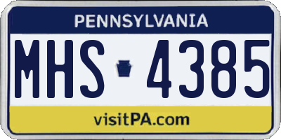 PA license plate MHS4385