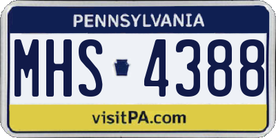 PA license plate MHS4388