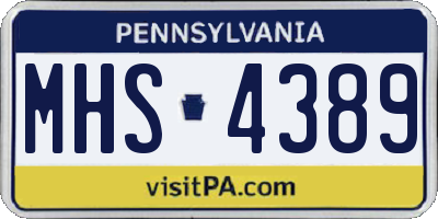 PA license plate MHS4389