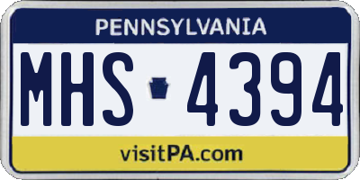 PA license plate MHS4394