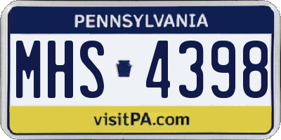 PA license plate MHS4398