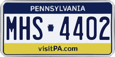 PA license plate MHS4402