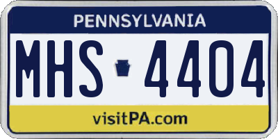 PA license plate MHS4404