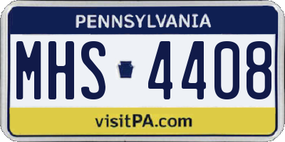 PA license plate MHS4408
