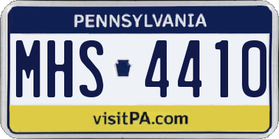 PA license plate MHS4410