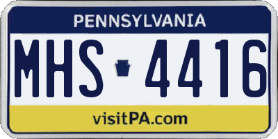 PA license plate MHS4416