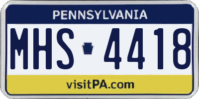PA license plate MHS4418