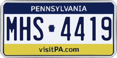 PA license plate MHS4419