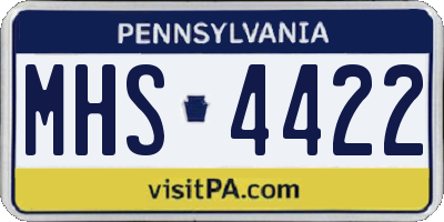 PA license plate MHS4422