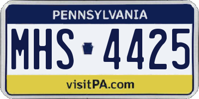 PA license plate MHS4425