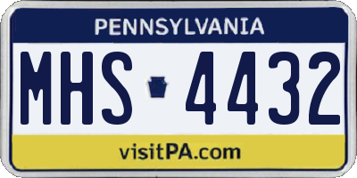 PA license plate MHS4432