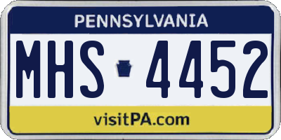 PA license plate MHS4452