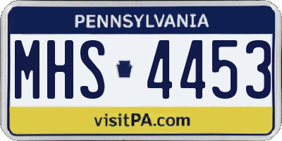 PA license plate MHS4453