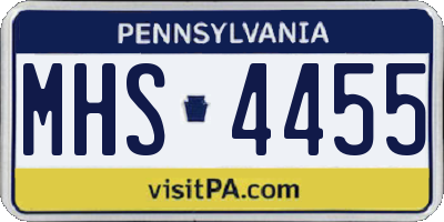 PA license plate MHS4455