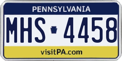 PA license plate MHS4458