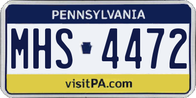 PA license plate MHS4472