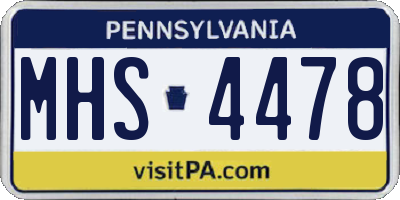 PA license plate MHS4478
