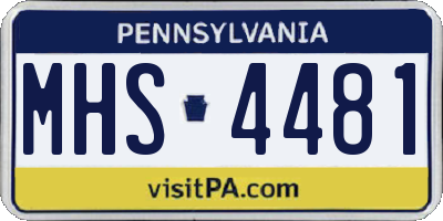 PA license plate MHS4481