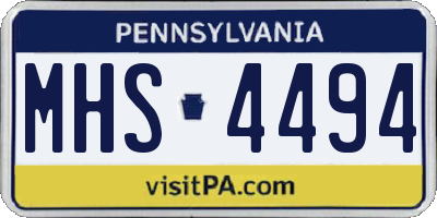 PA license plate MHS4494