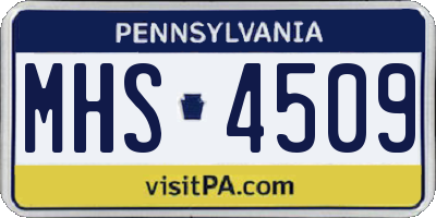 PA license plate MHS4509
