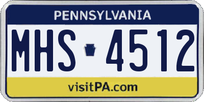 PA license plate MHS4512