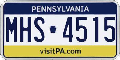PA license plate MHS4515