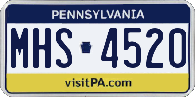 PA license plate MHS4520