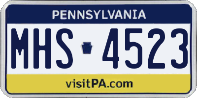 PA license plate MHS4523