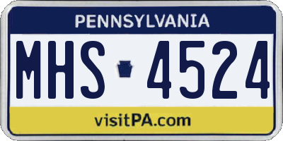 PA license plate MHS4524