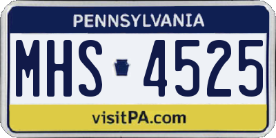 PA license plate MHS4525