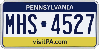 PA license plate MHS4527