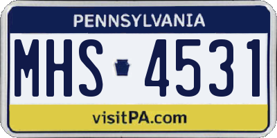PA license plate MHS4531
