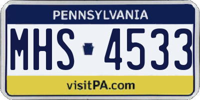 PA license plate MHS4533