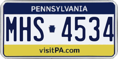PA license plate MHS4534