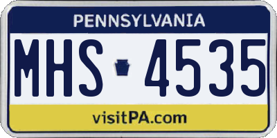 PA license plate MHS4535