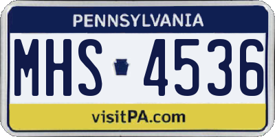 PA license plate MHS4536